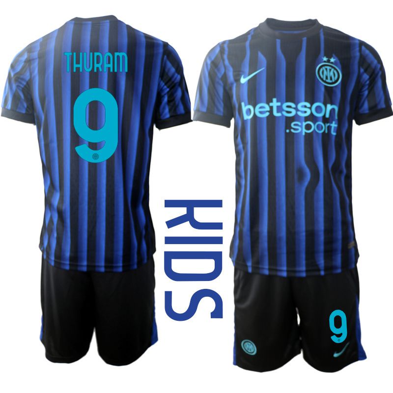 Youth 2025-2026 Club Inter Milan CF home Black #9 Soccer Jersey